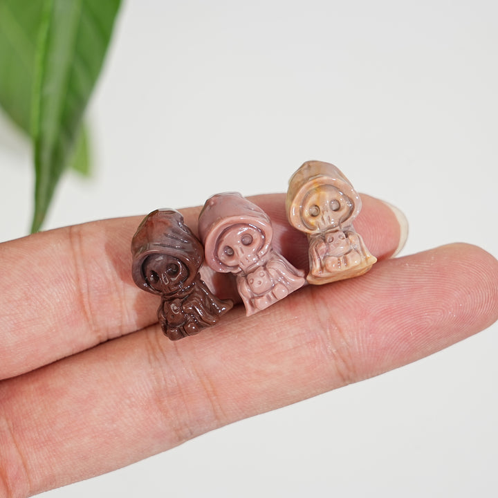 Natural Crystal Alashan Agate Wizard Skull Carving
