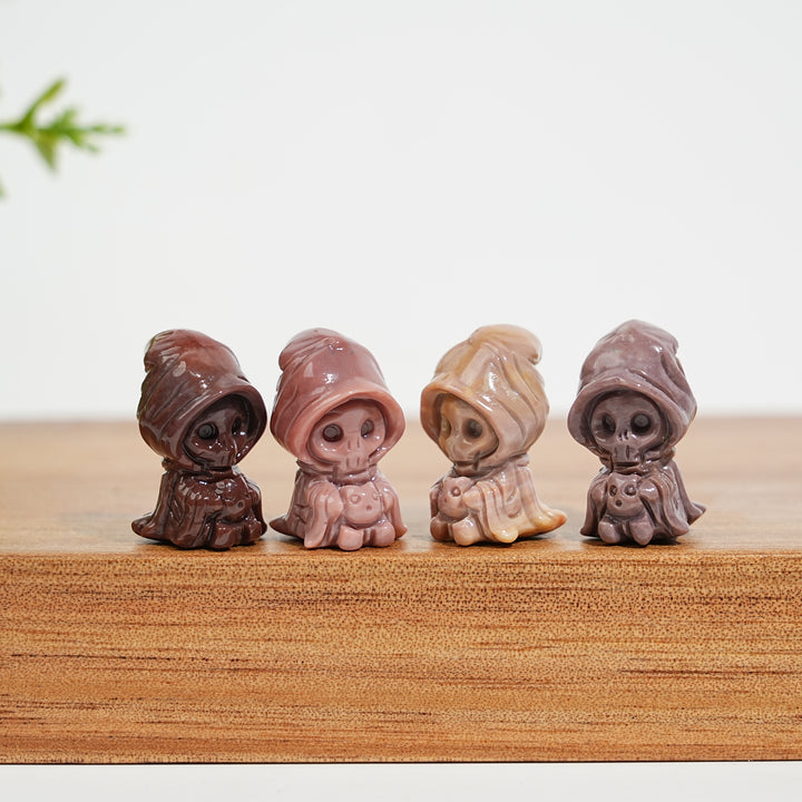 Natural Crystal Alashan Agate Wizard Skull Carving