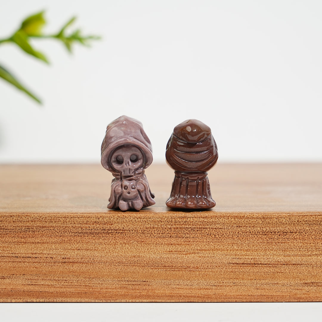 Natural Crystal Alashan Agate Wizard Skull Carving