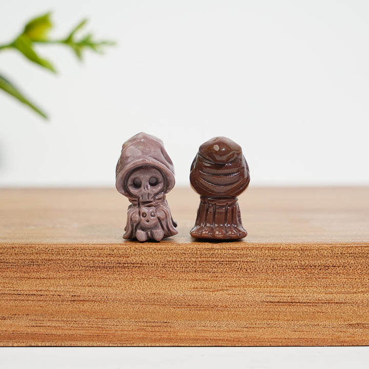Natural Crystal Alashan Agate Wizard Skull Carving