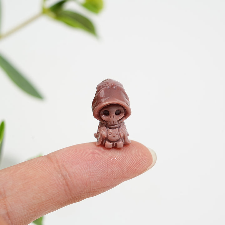 Natural Crystal Alashan Agate Wizard Skull Carving