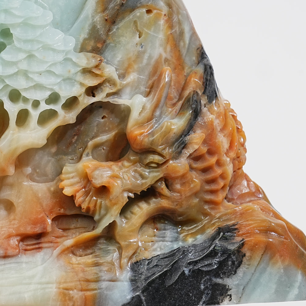 Unique,Natural Crystal Carving Blue Quartzite Mountain Dragon