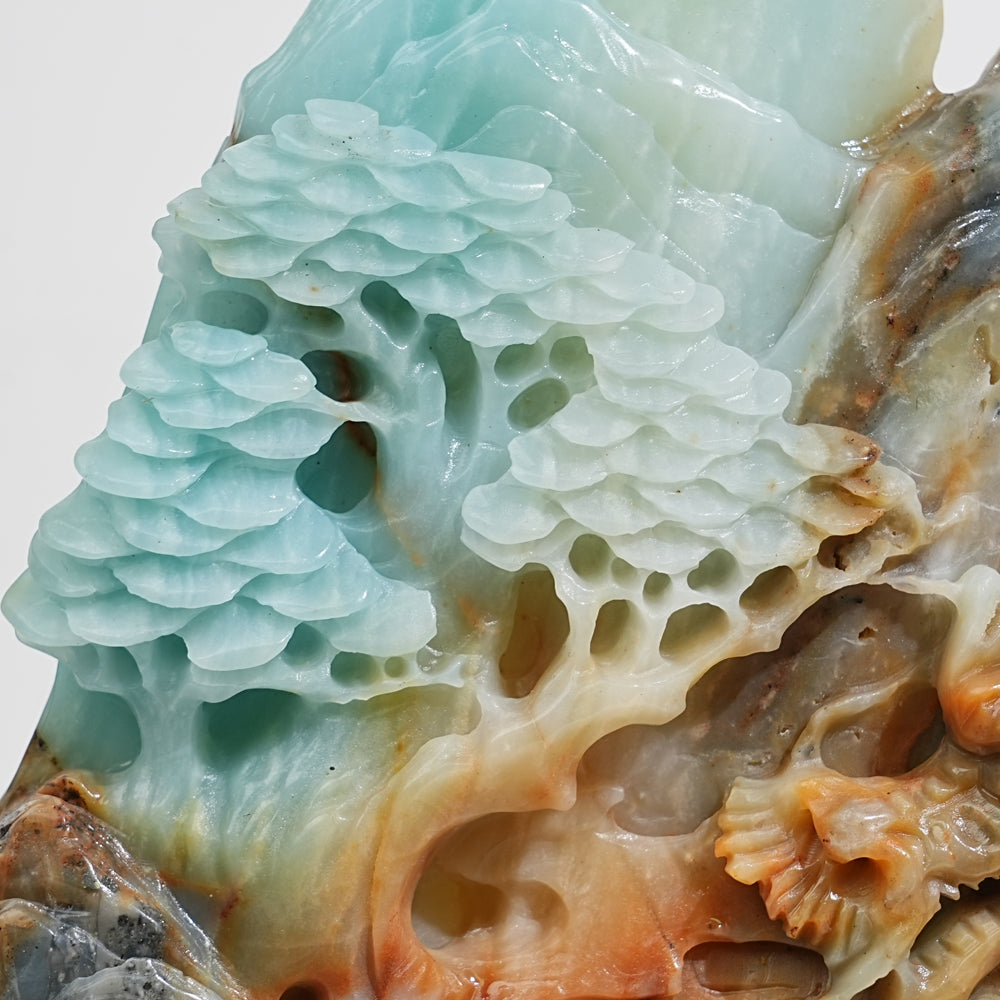 Unique,Natural Crystal Carving Blue Quartzite Mountain Dragon