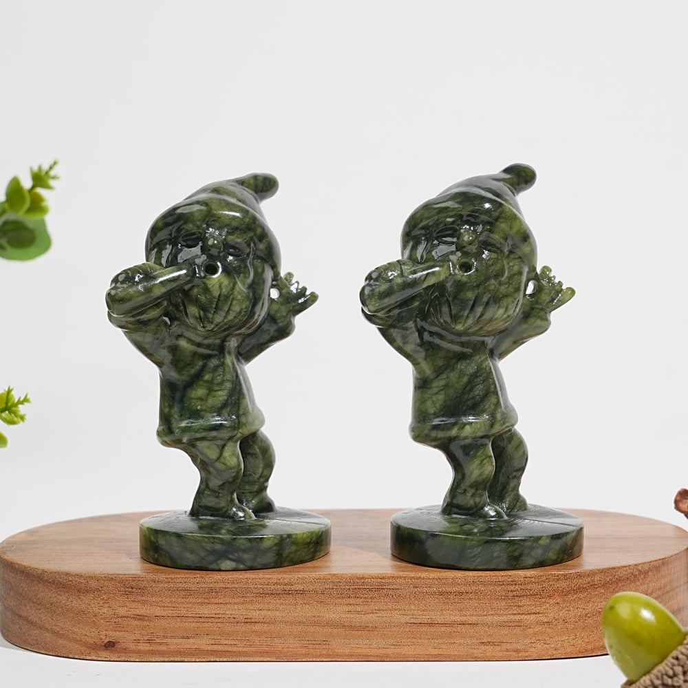 Natural Crystal Carving Serpentine Gnome