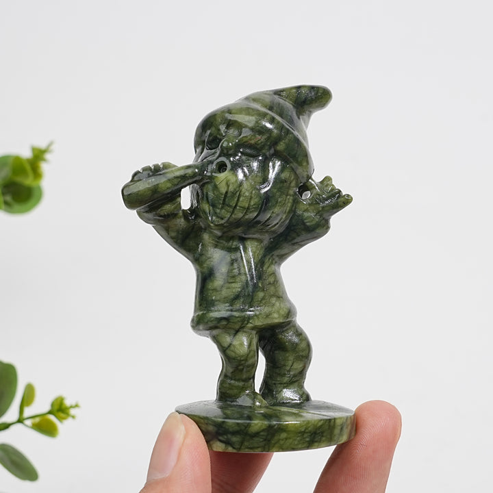 Natural Crystal Carving Serpentine Gnome