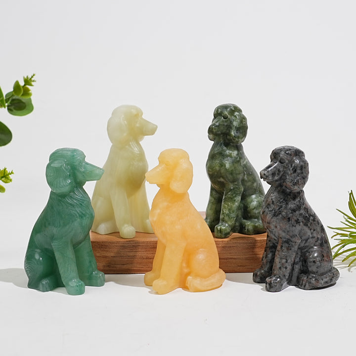 Natural Crystal Carving Sitting Poodle
