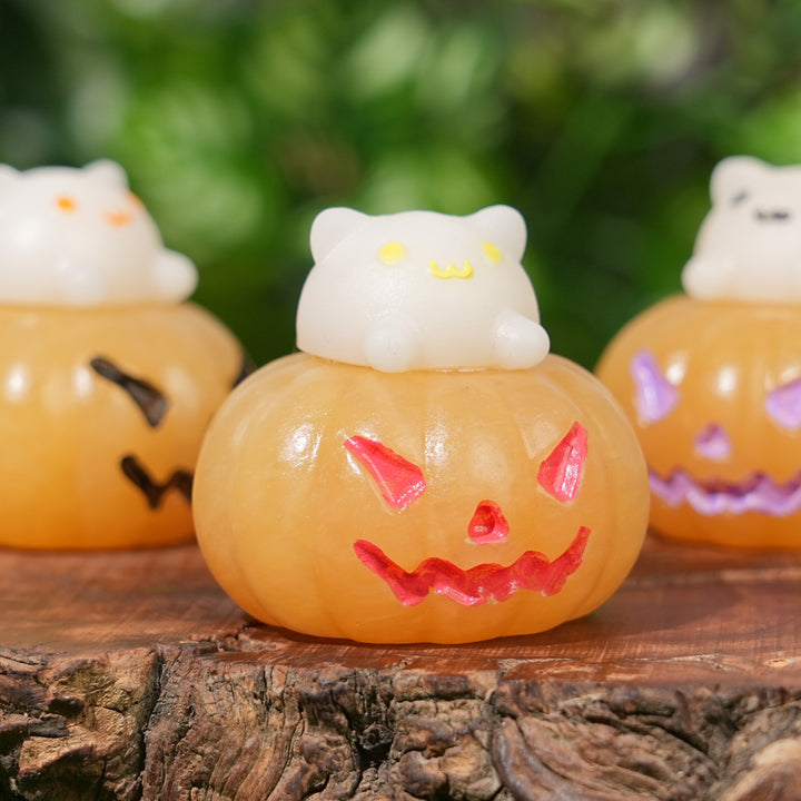 Natural Yellow Calcite Pumpkin Cat