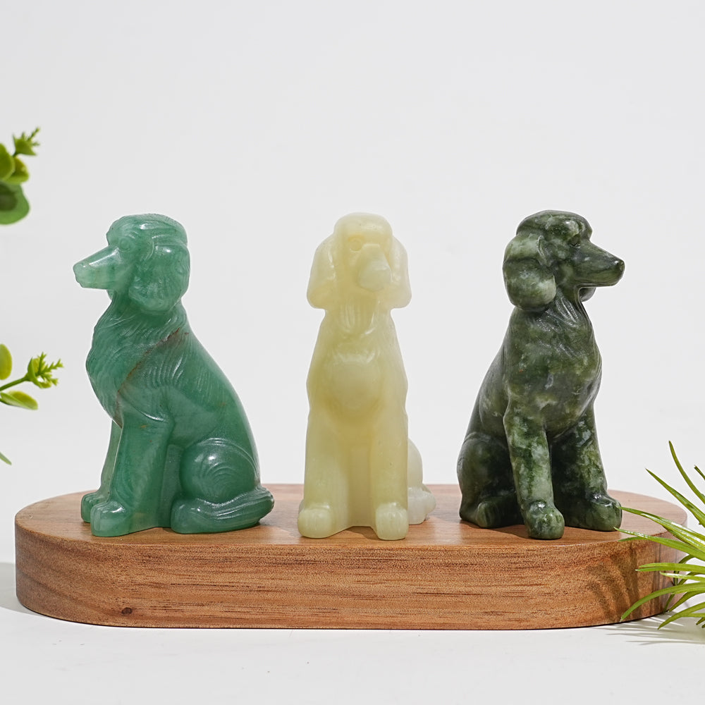 Natural Crystal Carving Sitting Poodle