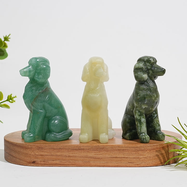 Natural Crystal Carving Sitting Poodle