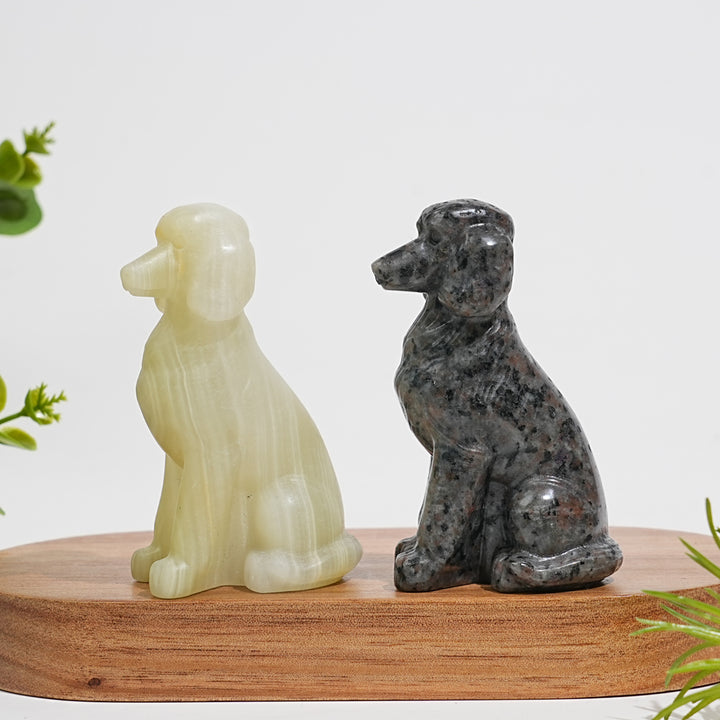 Natural Crystal Carving Sitting Poodle