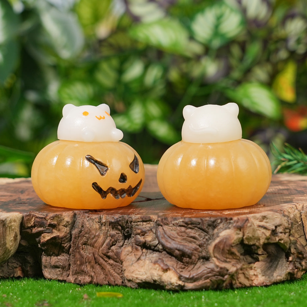 Natural Yellow Calcite Pumpkin Cat
