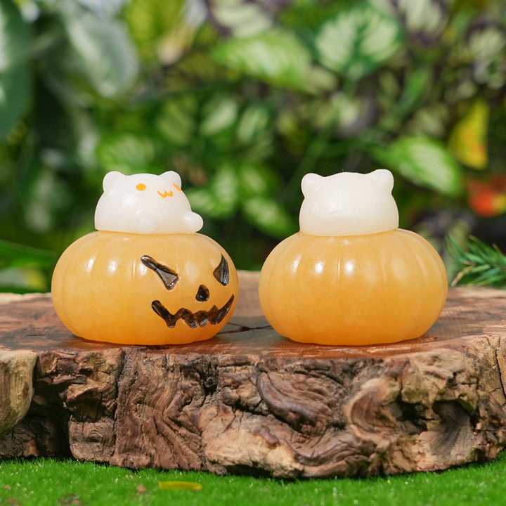 Natural Yellow Calcite Pumpkin Cat