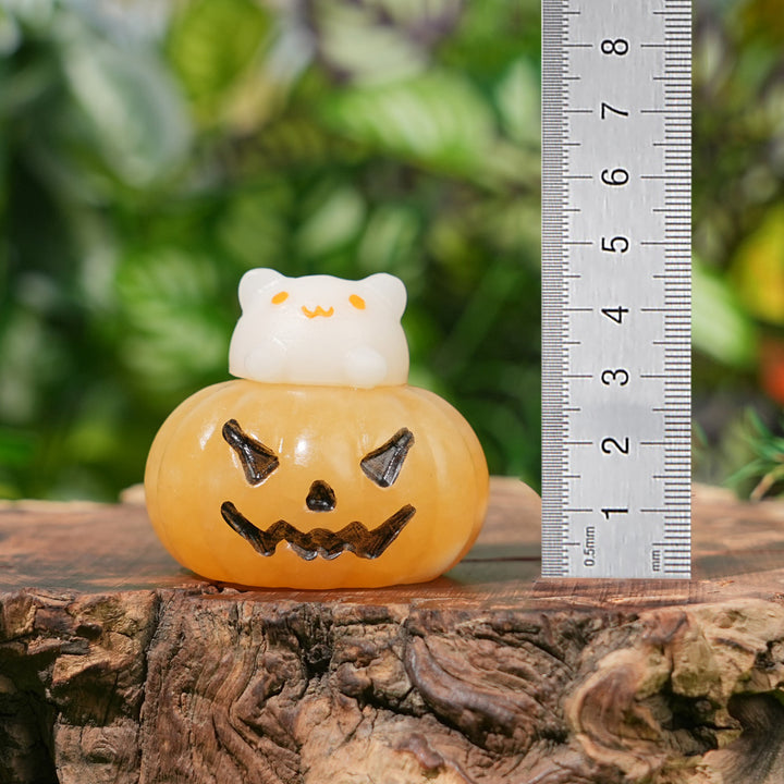 Natural Yellow Calcite Pumpkin Cat
