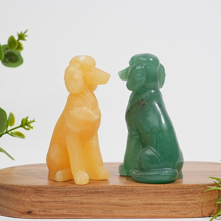 Natural Crystal Carving Sitting Poodle