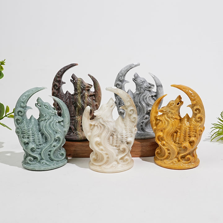 A Slightly Imperfect Natural Crystal Carving Forest Moon Wolf