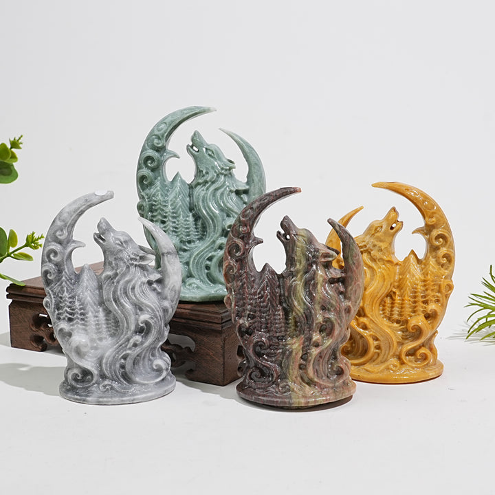A Slightly Imperfect Natural Crystal Carving Forest Moon Wolf