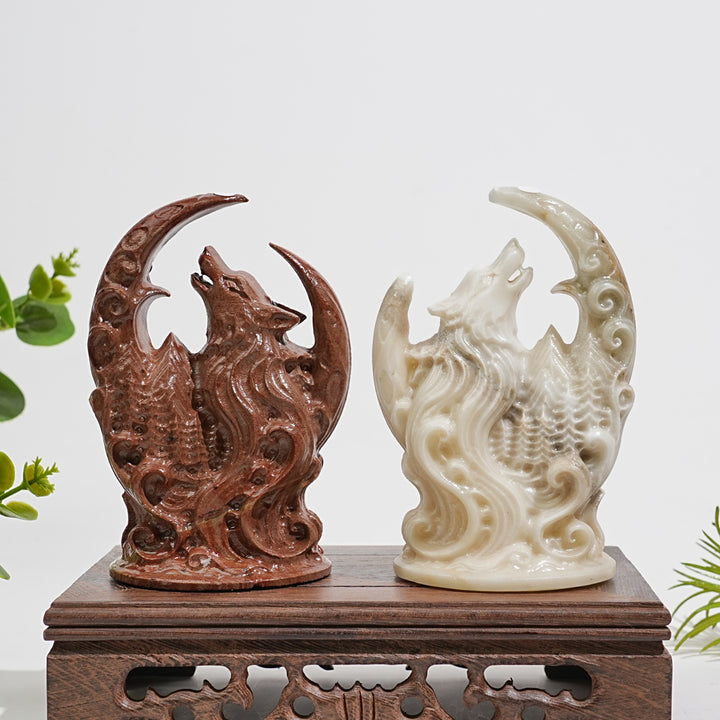 A Slightly Imperfect Natural Crystal Carving Forest Moon Wolf
