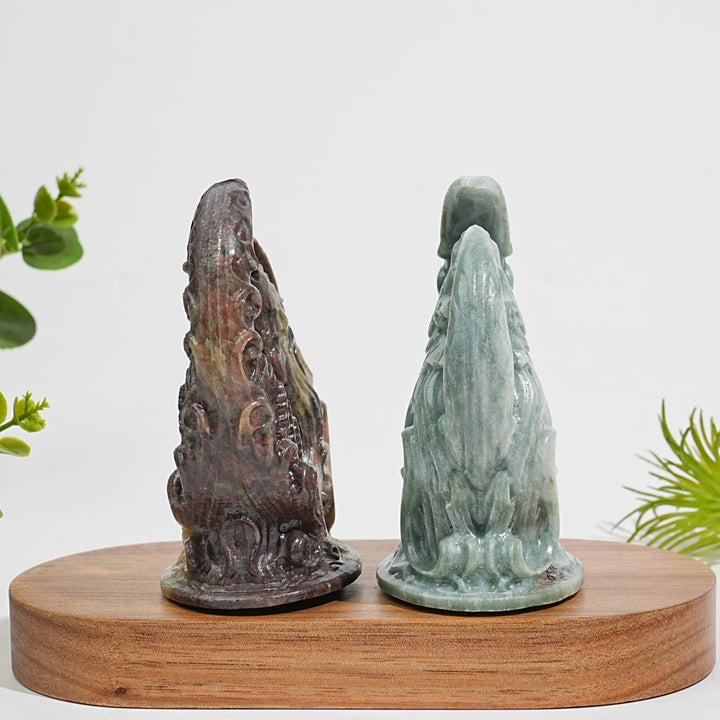 A Slightly Imperfect Natural Crystal Carving Forest Moon Wolf