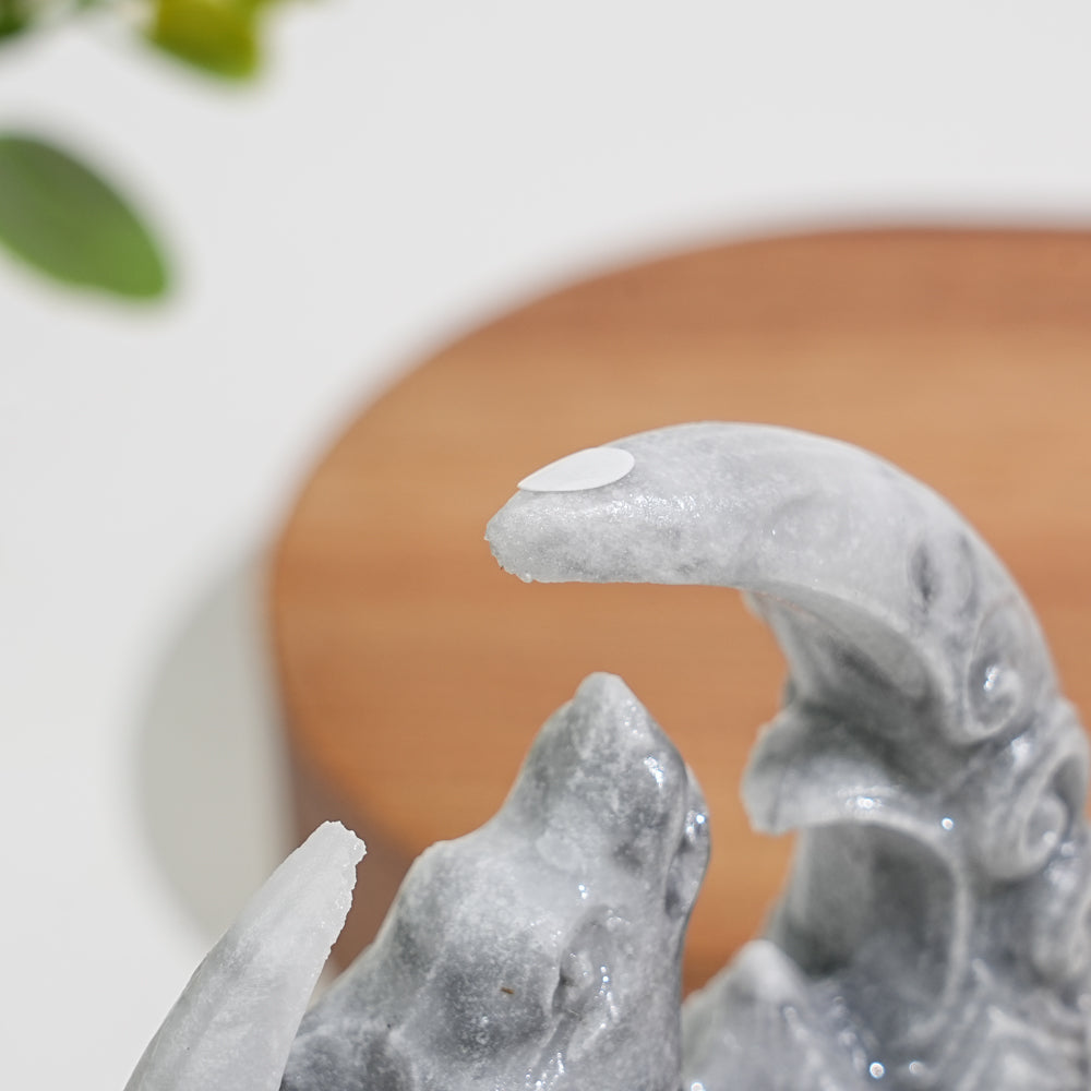 A Slightly Imperfect Natural Crystal Carving Forest Moon Wolf
