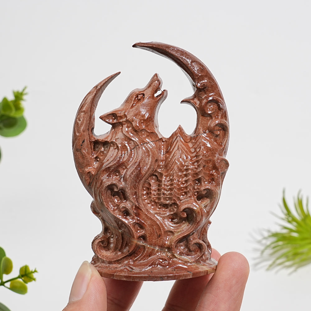 A Slightly Imperfect Natural Crystal Carving Forest Moon Wolf