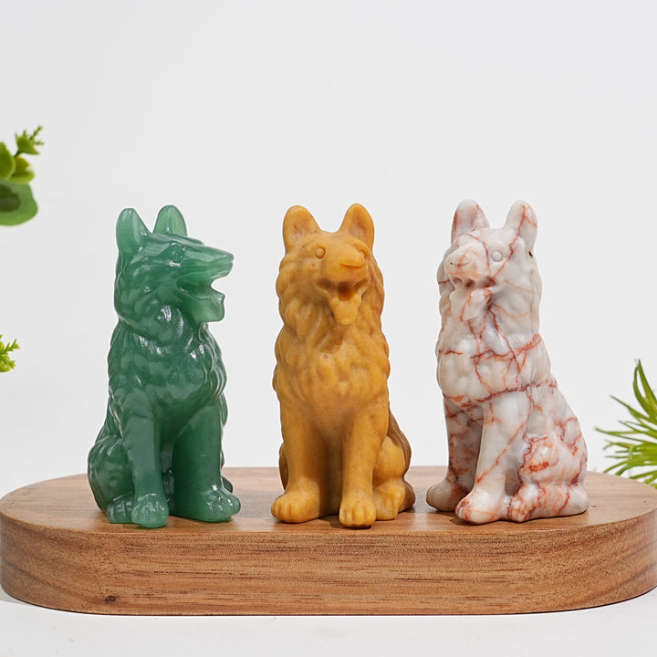 Natural Crystal Carving Lovely Wolf Dog