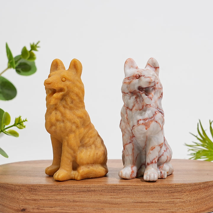 Natural Crystal Carving Lovely Wolf Dog