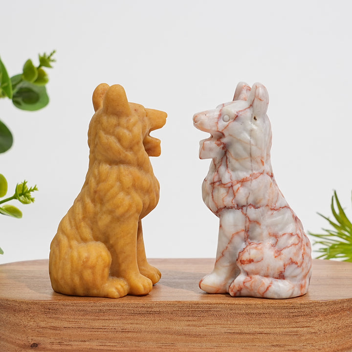 Natural Crystal Carving Lovely Wolf Dog