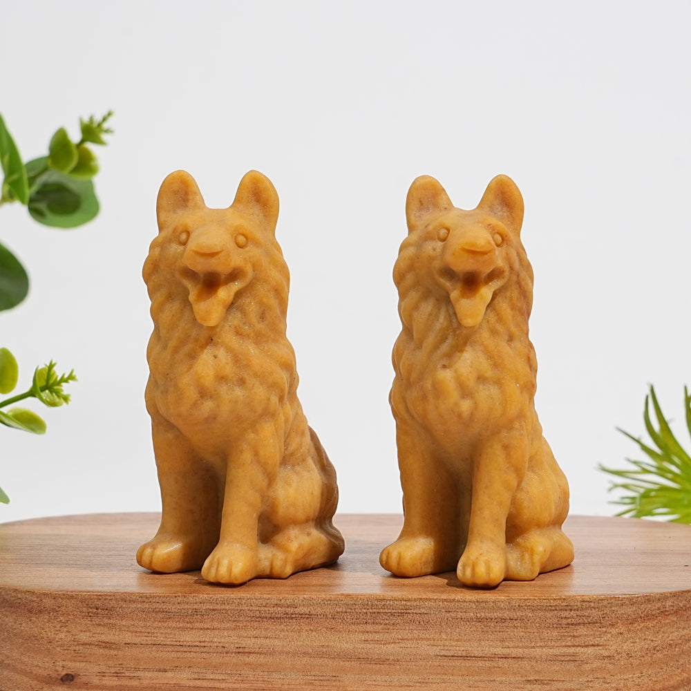 Natural Crystal Carving Lovely Wolf Dog