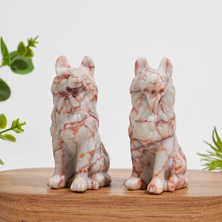 Natural Crystal Carving Lovely Wolf Dog