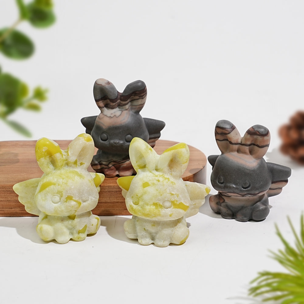 Natural Crystal Carving Cute Angel Bunny
