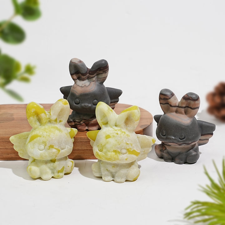Natural Crystal Carving Cute Angel Bunny