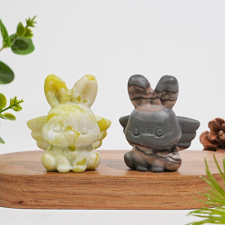 Natural Crystal Carving Cute Angel Bunny