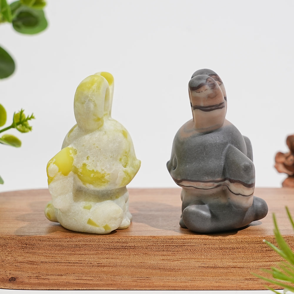 Natural Crystal Carving Cute Angel Bunny