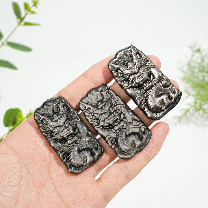 Natural Silver Obsidian Dragon Plaque