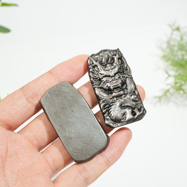 Natural Silver Obsidian Dragon Plaque