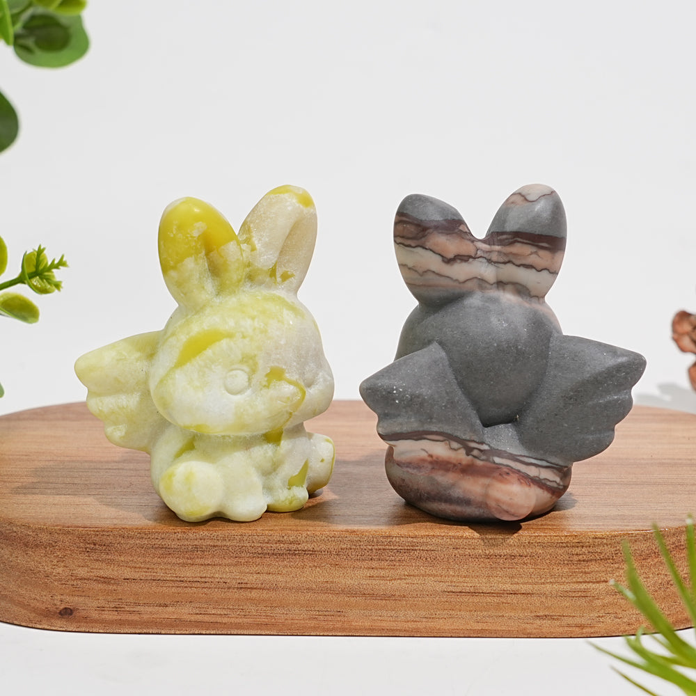 Natural Crystal Carving Cute Angel Bunny