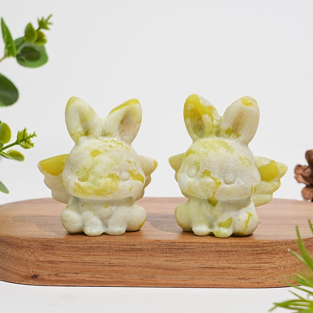 Natural Crystal Carving Cute Angel Bunny