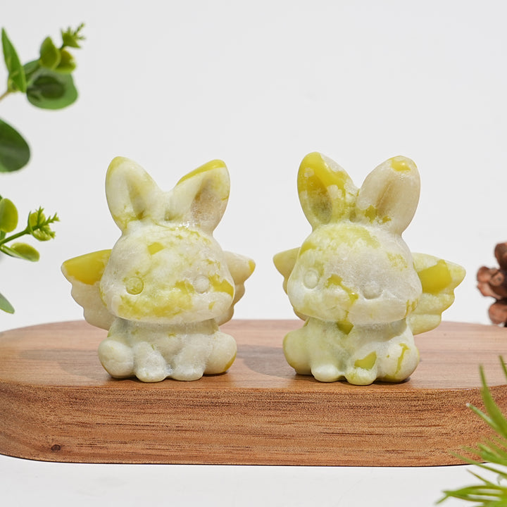 Natural Crystal Carving Cute Angel Bunny