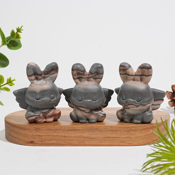 Natural Crystal Carving Cute Angel Bunny