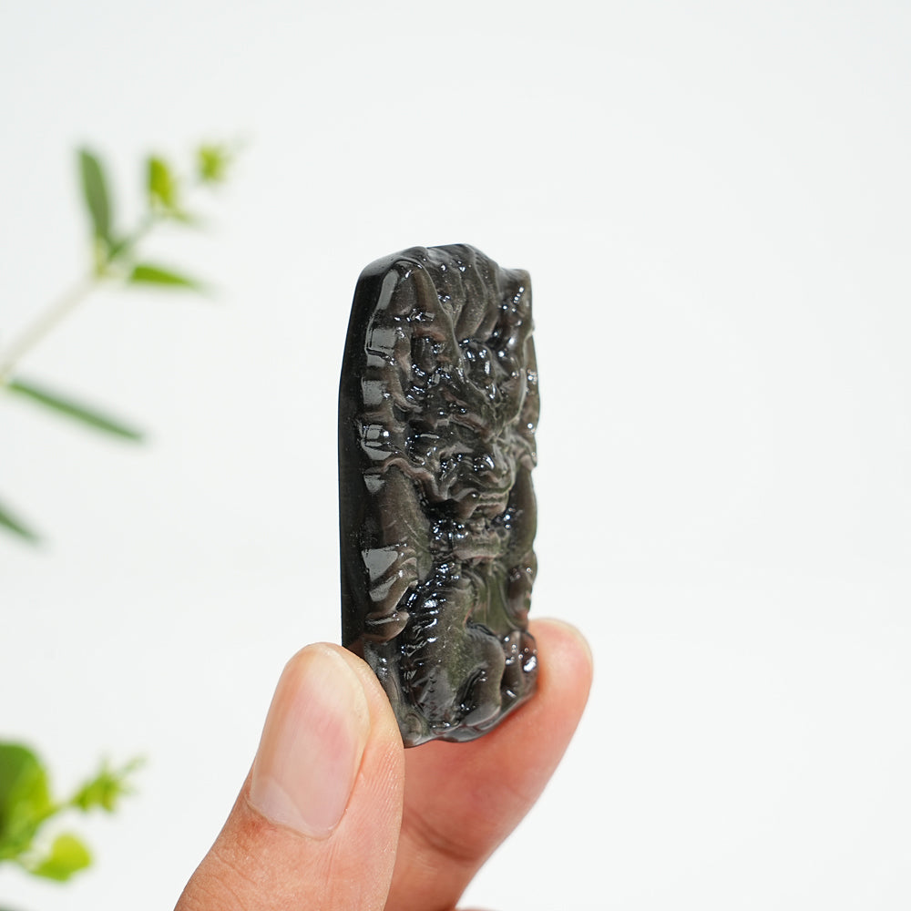 Natural Silver Obsidian Dragon Plaque