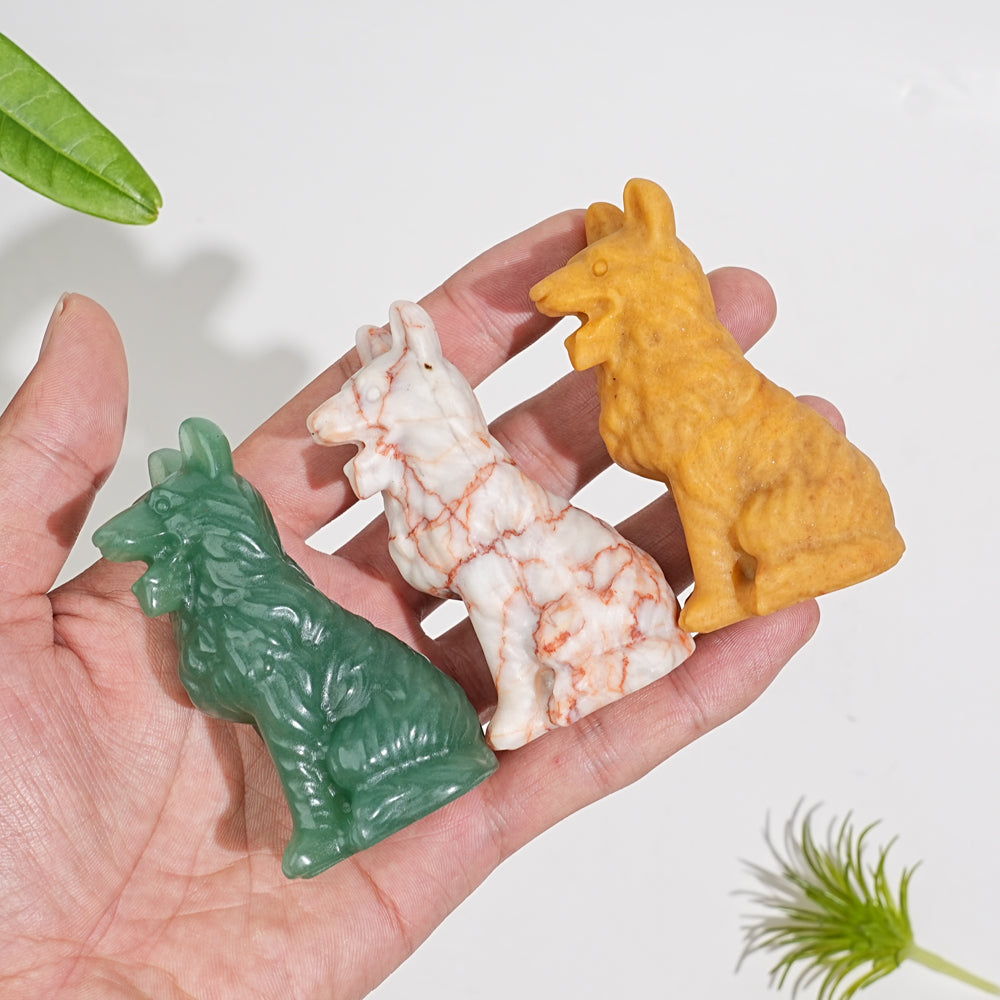 Natural Crystal Carving Lovely Wolf Dog