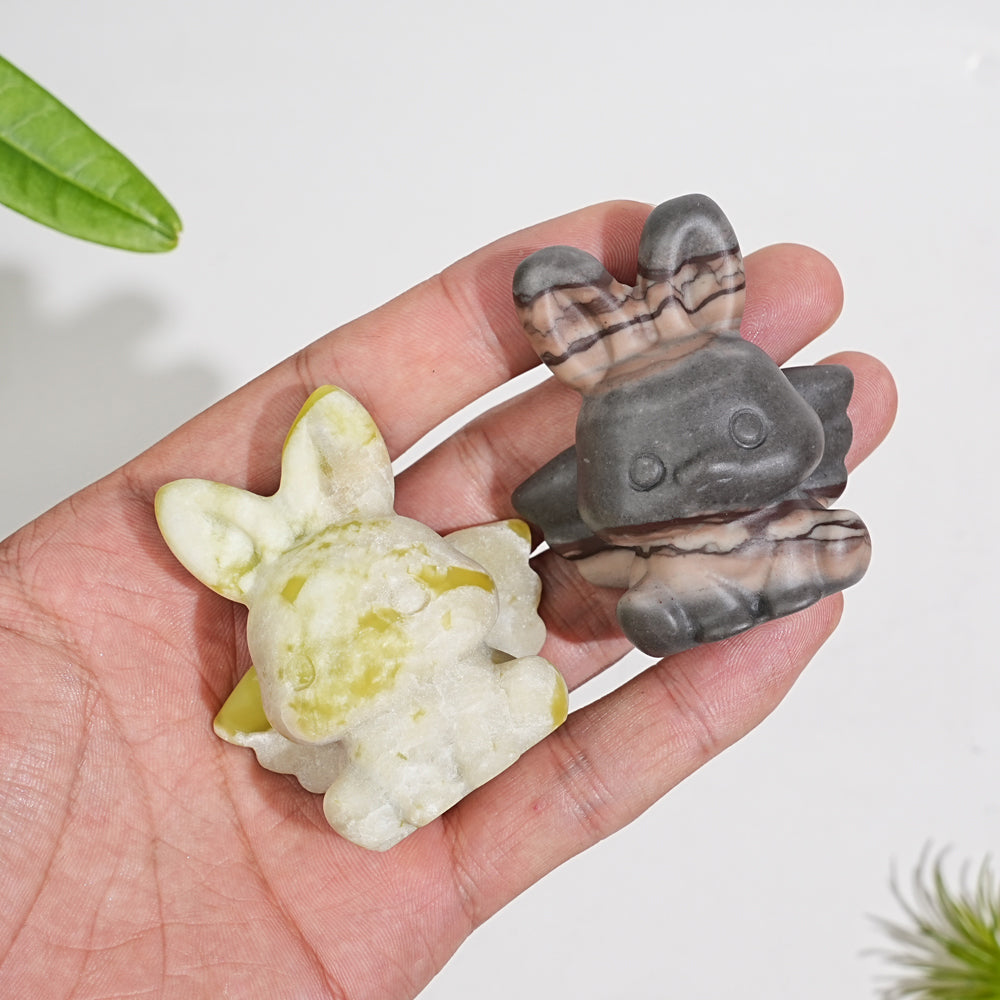 Natural Crystal Carving Cute Angel Bunny