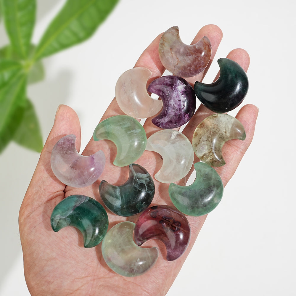 Natural Crystal Carving Fluorite Mini Moon