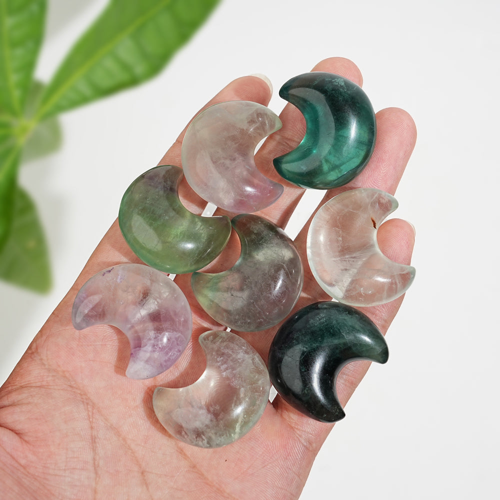 Natural Crystal Carving Fluorite Mini Moon