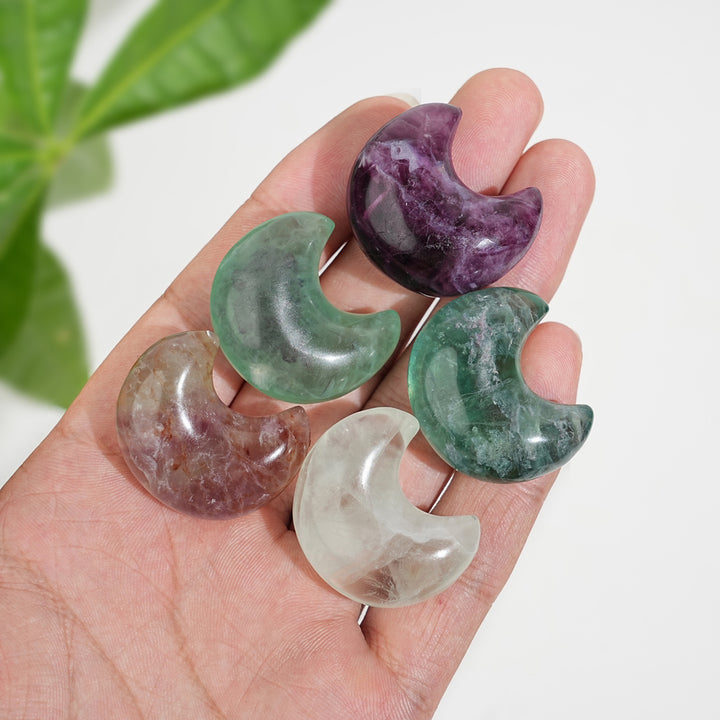 Natural Crystal Carving Fluorite Mini Moon