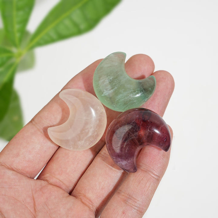 Natural Crystal Carving Fluorite Mini Moon