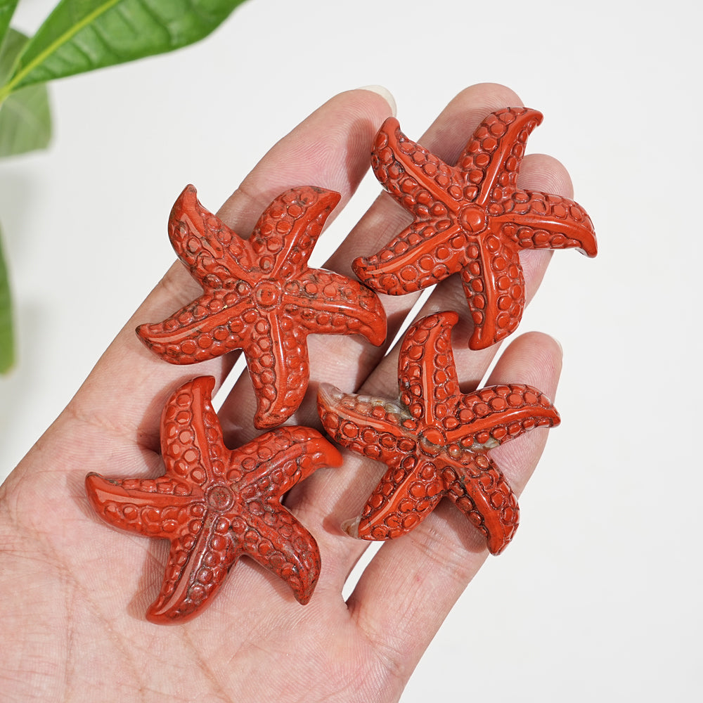 Natural Crystal Carving Red Jasper Starfish