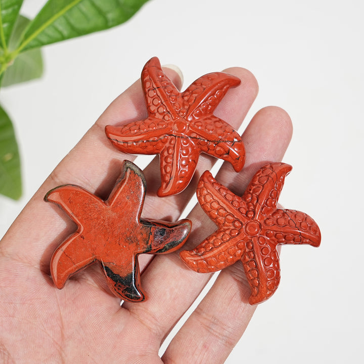 Natural Crystal Carving Red Jasper Starfish