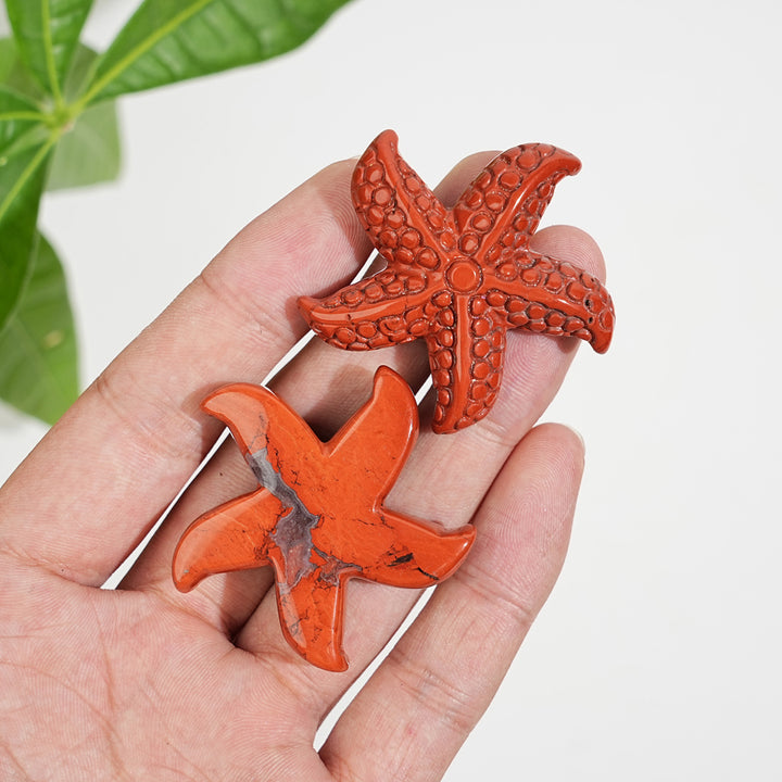 Natural Crystal Carving Red Jasper Starfish