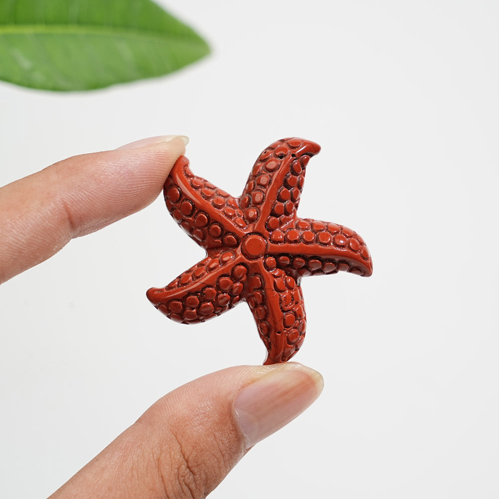 Natural Crystal Carving Red Jasper Starfish
